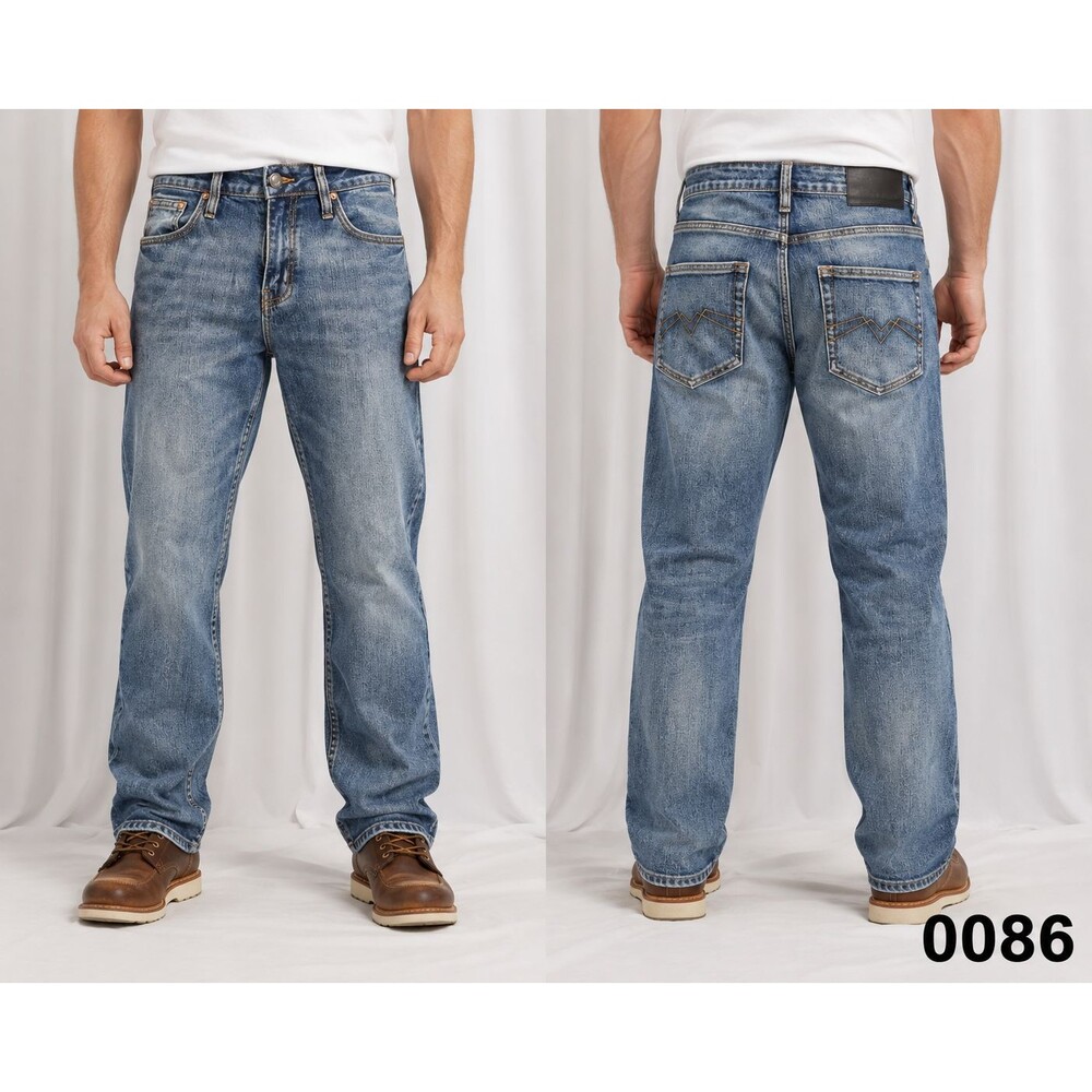 rue21 Men's Med Wash Stretch Denim Jeans w/ Sig Back Pocket Stitching 30/32-0086